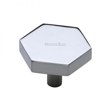 Click Here To Enlarge This Photo Of C4344 38-PC Heritage Brass Cabinet Knob Hexagon Design 38mm Polished Chrome Finish