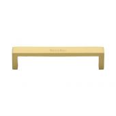 C4520 128-SB Heritage Brass Cabinet Pull Wide Metro Design 128mm ctc Satin Brass Finish