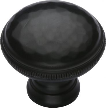 Click Here To Enlarge This Photo Of C4545-BKMT Heritage Brass Cabinet Knob Hand Beaten Design 32mm Matt Black Finish