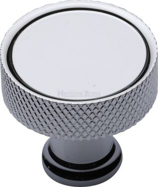 Click Here To Enlarge This Photo Of C4648 32-PC Heritage Brass Cabinet Knob Florence Knurled Design 32mm Polished Chrome Finish