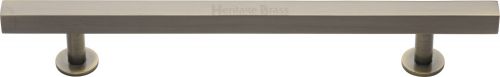 Click Here To Enlarge This Photo Of C4760 128-AT Heritage Brass Cabinet Pull Square Design with Footings 128mm ctc Antique Brass Finish