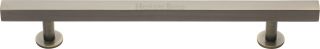 C4760 128-AT Heritage Brass Cabinet Pull Square Design with Footings 128mm ctc Antique Brass Finish