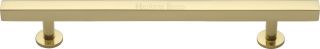 C4760 128-PB Heritage Brass Cabinet Pull Square Design with Footings 128mm ctc Polished Brass Finish