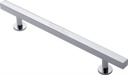 Click Here To Enlarge This Photo Of C4760 128-PC Heritage Brass Cabinet Pull Square Design with Footings 128mm ctc Polished Chrome Finish