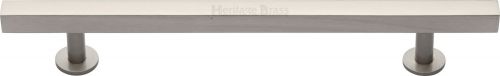 Click Here To Enlarge This Photo Of C4760 128-SN Heritage Brass Cabinet Pull Square Design with Footings 128mm ctc Satin Nickel Finish