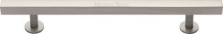 C4760 128-SN Heritage Brass Cabinet Pull Square Design with Footings 128mm ctc Satin Nickel Finish