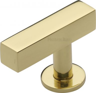Click Here To Enlarge This Photo Of C4760 44-PB Heritage Brass Cabinet Knob Offset Square Design 44mm Polished Brass Finish