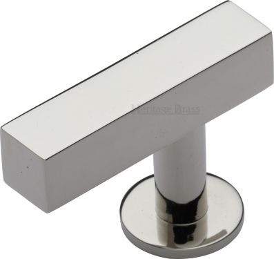 Click Here To Enlarge This Photo Of C4760 44-PNF Heritage Brass Cabinet Knob Offset Square Design 44mm Polished Nickel Finish