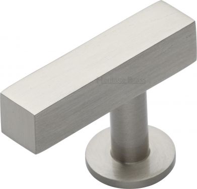 Click Here To Enlarge This Photo Of C4760 44-SN Heritage Brass Cabinet Knob Offset Square Design 44mm Satin Nickel Finish
