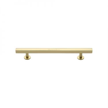 Click Here To Enlarge This Photo Of C4760 96-PB Heritage Brass Cabinet Pull Square Design with Footings 96mm ctc Polished Brass Finish