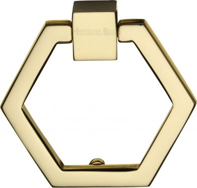 Click Here To Enlarge This Photo Of C6334-PB Heritage Brass Cabinet Drop Pull Hexagon Design 51mm Polished Brass Finish