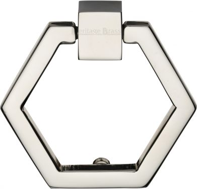 Click Here To Enlarge This Photo Of C6334-PNF Heritage Brass Cabinet Drop Pull Hexagon Design 51mm Polished Nickel Finish
