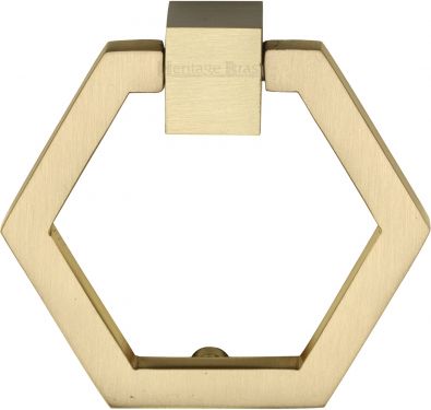 Click Here To Enlarge This Photo Of C6334-SB Heritage Brass Cabinet Drop Pull Hexagon Design 51mm Satin Brass Finish