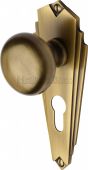 BR1848-AT Heritage Brass Mortice Knob on Euro Profile Plate Broadway Design Antique Brass Finish