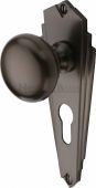 BR1848-MB Heritage Brass Mortice Knob on Euro Profile Plate Broadway Design Matt Bronze Finish