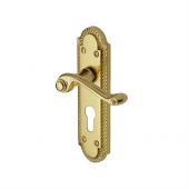 G028.48-PB Heritage Brass Door Handle For Euro Profile Plate Gainsborough Design Polished Brass Finish
