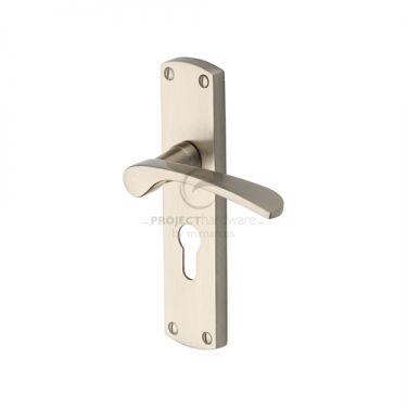 Click Here To Enlarge This Photo Of PR448-SN M.Marcus Project Hardware Door Handle For Euro Profile Plate Luca Design Satin Nickel Finish