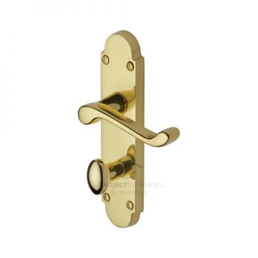 Click Here To Enlarge This Photo Of PR520-PB M.Marcus Project Hardware Door Handle For Bathroom Milton Design Polished Brass Finish