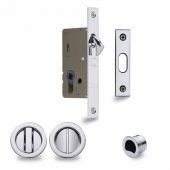 RD2308-40-PC Heritage Brass Sliding Door Lock c/w Round Privacy Turns Polished Chrome (40mm Backset)