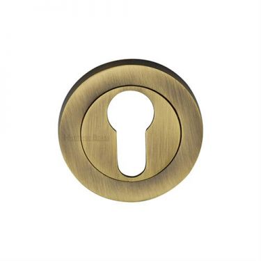 Click Here To Enlarge This Photo Of RS2004-AT Heritage Brass Euro Profile Cylinder Escutcheon Antique Brass Finish