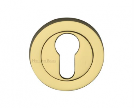 Click Here To Enlarge This Photo Of RS2004-PB Heritage Brass Euro Profile Cylinder Escutcheon Polished Brass Finish