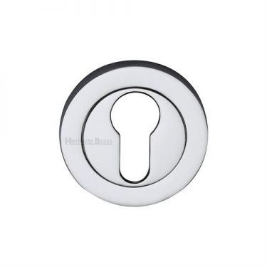 Click Here To Enlarge This Photo Of RS2004-PC Heritage Brass Euro Profile Cylinder Escutcheon Polished Chrome Finish