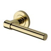 RS2017-PB Heritage Brass Door Handle Lever on Rose Phoenix Design Polished Brass Finish