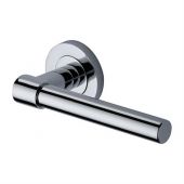 RS2017-PC Heritage Brass Door Handle Lever on Rose Phoenix Design Polished Chrome Finish