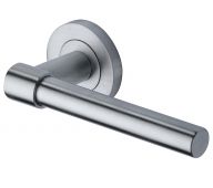 RS2017-SC Heritage Brass Door Handle Lever on Rose Phoenix Design Satin Chrome Finish