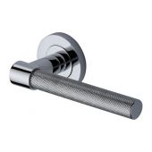 RS2018-PC Heritage Brass Door Handle Lever on Rose Phoenix Knurled Design Polished Chrome Finish