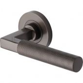 RS2260-MB Heritage Brass Door Handle Lever on Rose Signac (Knurled Bauhaus) Design Matt Bronze Finish
