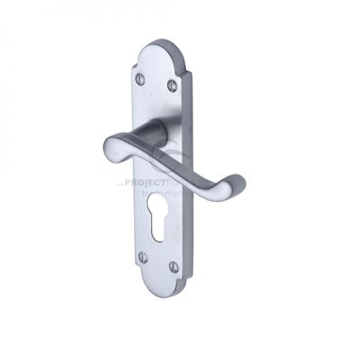 Click Here To Enlarge This Photo Of PR548-SC M.Marcus Project Hardware Door Handle For Euro Profile Plate Milton Design Satin Chrome Finish