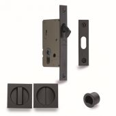 SQ2308-40-BLK Heritage Brass Sliding Door Lock c/w Square Privacy Turns Matt Black (40mm Backset)