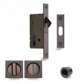SQ2308-40-MB Heritage Brass Sliding Door Lock c/w Square Privacy Turns Matt Bronze (40mm Backset)