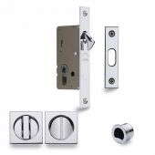 SQ2308-40-PC Heritage Brass Sliding Door Lock c/w Square Privacy Turns Polished Chrome (40mm Backset)