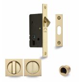 SQ2308-40-SB Heritage Brass Sliding Door Lock c/w Square Privacy Turns Satin Brass (40mm Backset)