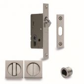 SQ2308-40-SN Heritage Brass Sliding Door Lock c/w Square Privacy Turns Satin Nickel (40mm Backset)