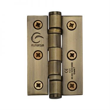 Click Here To Enlarge This Photo Of SS-3X2-AT M.Marcus Stainless Steel Line Ball Bearing Hinge 3" x 2" x 2mm Antique Brass Finish