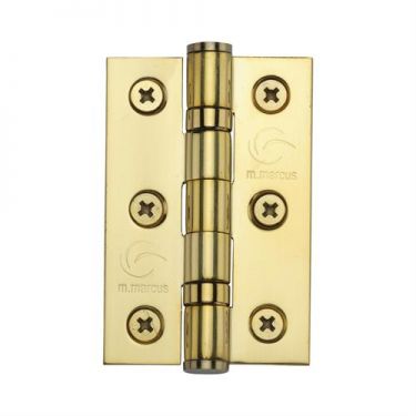 Click Here To Enlarge This Photo Of SS-3X2-PVD M.Marcus Stainless Steel Line Ball Bearing Hinge 3" x 2" x 2mm PVD Brass Finish