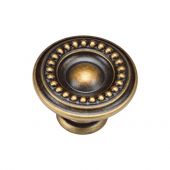 TK4404-035-DBS M.Marcus Beaded Round Knob 35mm Distressed Brass on Zinc Finish