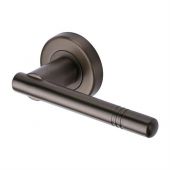 V2100-MB Heritage Brass Door Handle Lever Latch on Round Rose Alicia Design Matt Bronze Finish