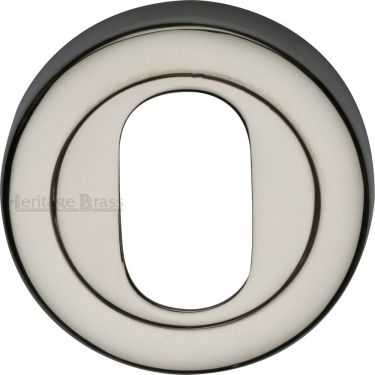 Click Here To Enlarge This Photo Of V4010-PNF Heritage Brass Oval Profile Cylinder Escutcheon Polished Nickel Finish