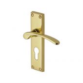 V4146.48-PB Heritage Brass Door Handle For Euro Profile Plate Sophia Design Polished Brass Finish