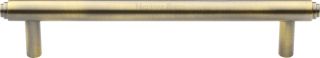 V4410 128-AT Heritage Brass Cabinet Pull Stepped Design 128mm ctc Antique Brass Finish