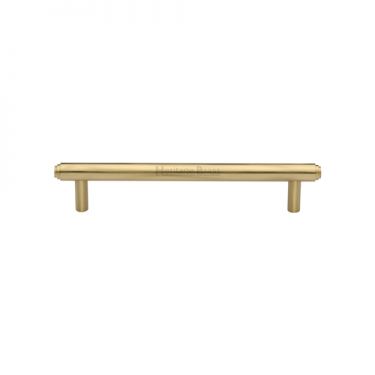 Click Here To Enlarge This Photo Of V4410 128-SB Heritage Brass Cabinet Pull Stepped Design 128mm ctc Satin Brass Finish