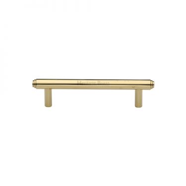 Click Here To Enlarge This Photo Of V4410 96-PB Heritage Brass Cabinet Pull Stepped Design 96mm ctc Polished Brass Finish