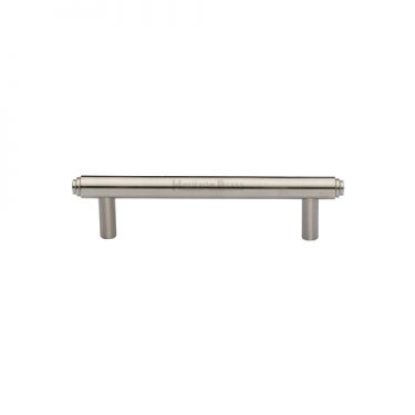 Click Here To Enlarge This Photo Of V4410 96-SN Heritage Brass Cabinet Pull Stepped Design 96mm ctc Satin Nickel Finish