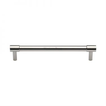 Click Here To Enlarge This Photo Of V4434 128-PNF Heritage Brass Cabinet Pull Phoenix Design 128mm ctc Polished Nickel Finish