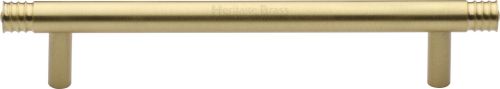 Click Here To Enlarge This Photo Of V4446 128-SB Heritage Brass Cabinet Pull Contour Design 128mm ctc Satin Brass Finish
