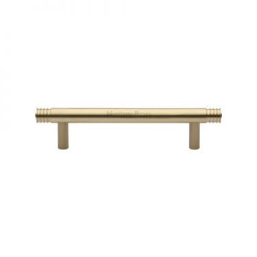 Click Here To Enlarge This Photo Of V4446 96-SB Heritage Brass Cabinet Pull Contour Design 96mm ctc Satin Brass Finish